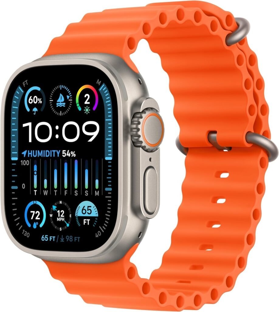 Titanium Case with Orange Ocean Band